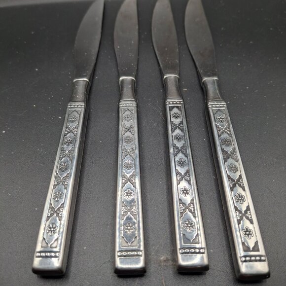 Oneida Lisbon Distinction Stainless Butter Knives Set Of 4 No Black Offset - Picture 2 of 4